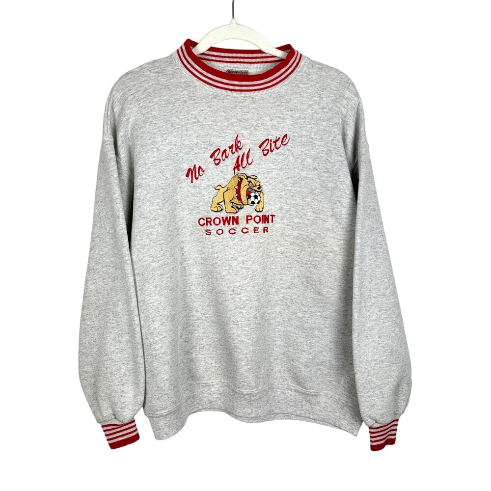 Vintage 90s Oneita Crown Point Soccer Bulldog Embroidered Crewneck Sweatshirt XL